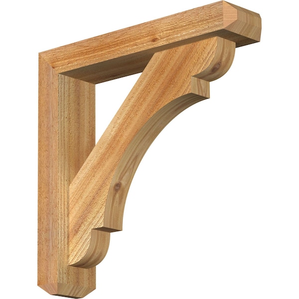 Ekena Millwork Olympic Craftsman Rough Sawn Bracket w/ Offset Brace, Western Red Cedar, 4"W x 18"D x 18"H BKT0402X18X18OLY04RWR - main